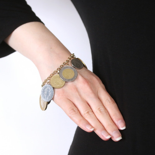 Vintage MCM Coro Goldtone Coin Charm Bracelet | eBay